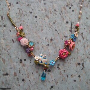 Les Nereides Tit Family On Branch Drop Statement Necklace